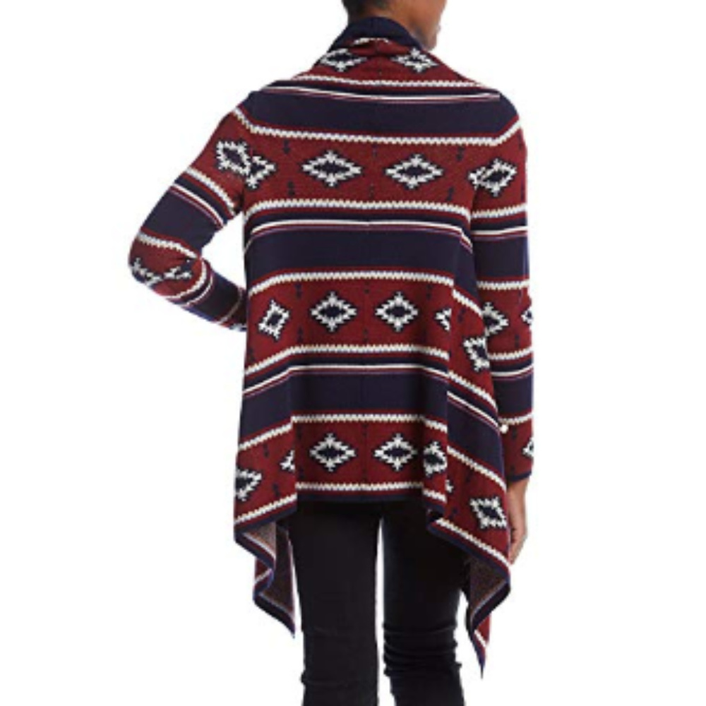 LAST 1! Aztec Print Fly Away Duster Open Front Cardigan - Picture 3 of 5